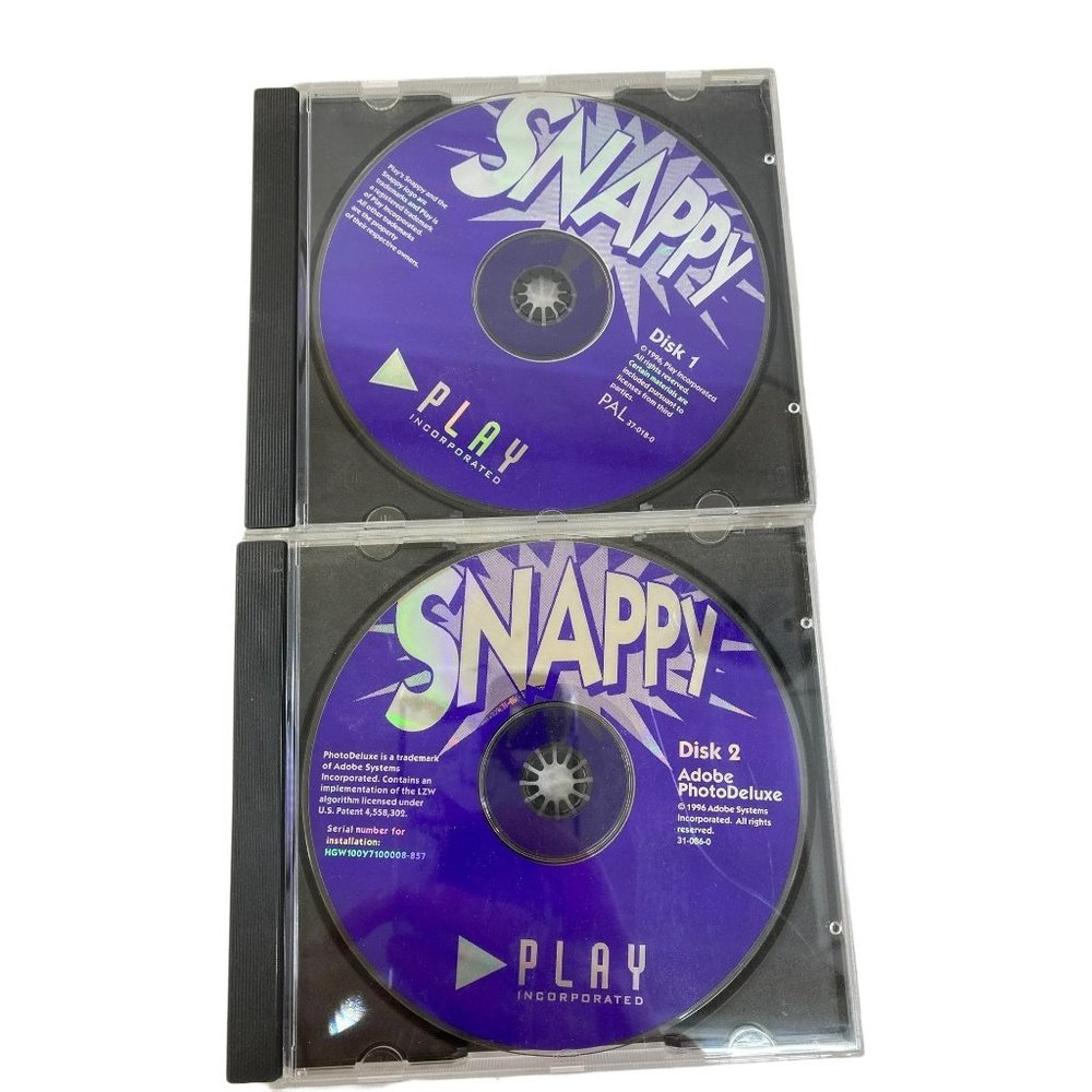 Vintage set of 2  Snappy Adobe PhotoShop Disc 1-2 cd rom